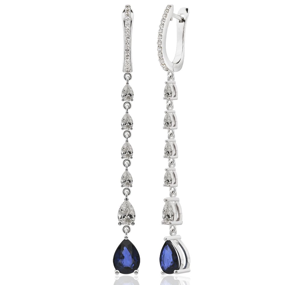 3,66 Ct. Diamond Sapphire Earring